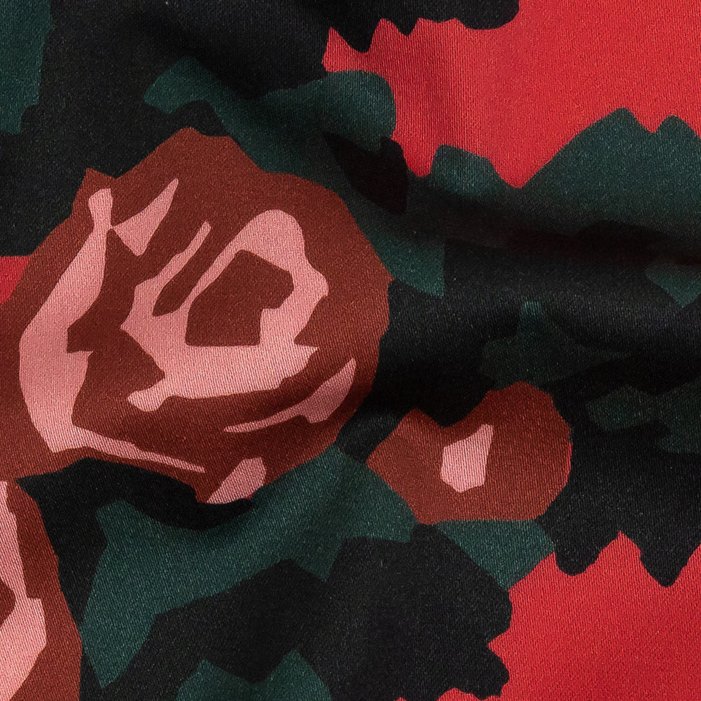 Mood Exclusive Red and Jungle Green Floral Incognito Stretch Cotton Sateen Detail