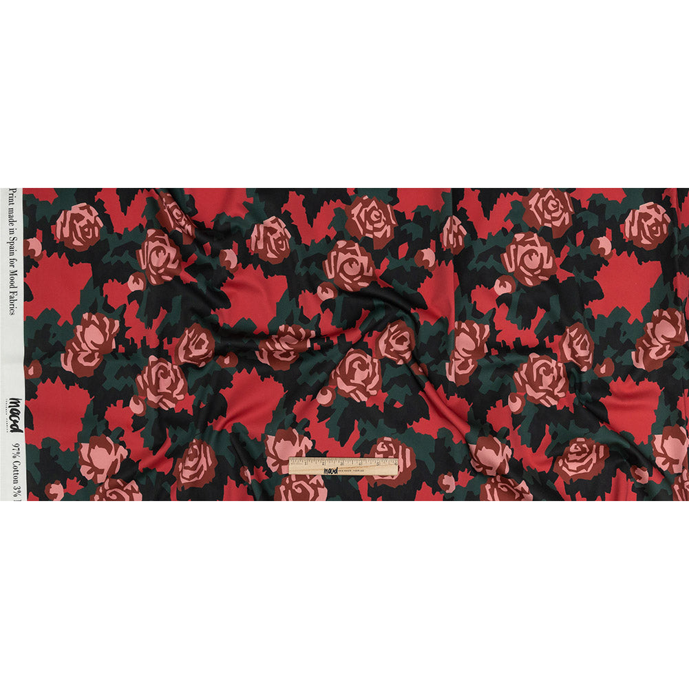 Mood Exclusive Red and Jungle Green Floral Incognito Stretch Cotton Sateen Full