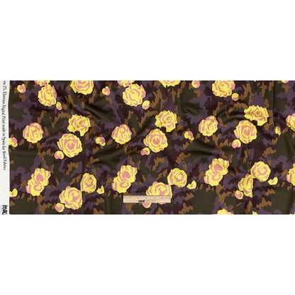 Mood Exclusive Yellow and Teak Camo Floral Incognito Stretch Cotton Sateen Full