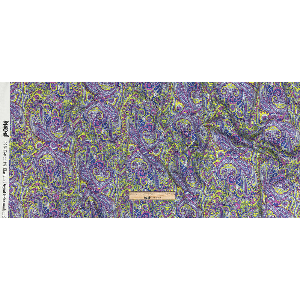 Mood Exclusive Lavender and Cool Gray Curling Convolutions Stretch Cotton Sateen Full