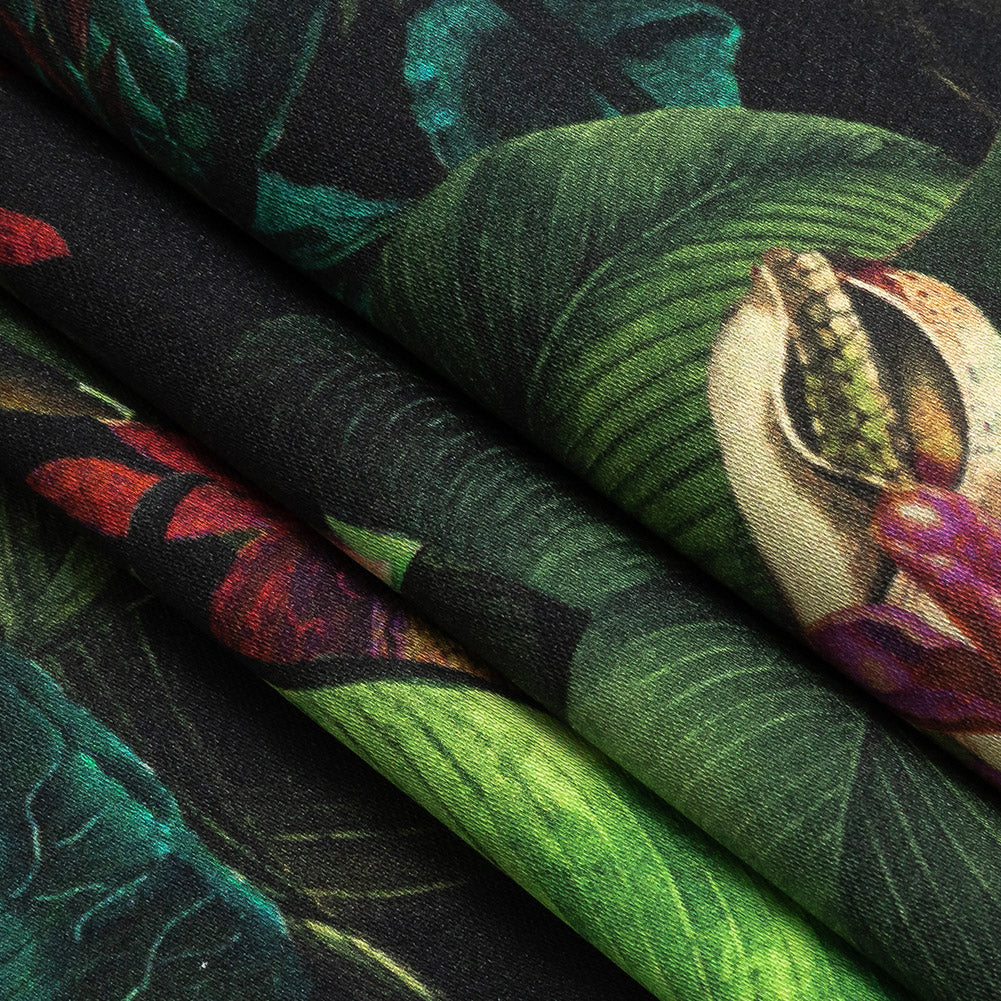 Mood Exclusive Obsidian Florals and Fauna Stretch Cotton Sateen Folded
