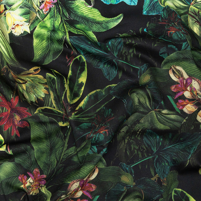 Mood Exclusive Obsidian Florals and Fauna Stretch Cotton Sateen