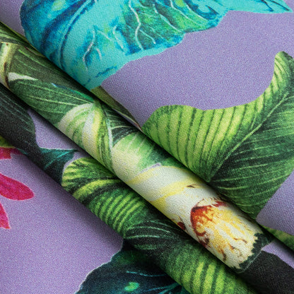 Mood Exclusive Lavender Florals and Fauna Stretch Cotton Sateen Folded