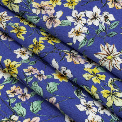 Mood Exclusive Cobalt Blue Dainty Daffodils Viscose Twill Folded