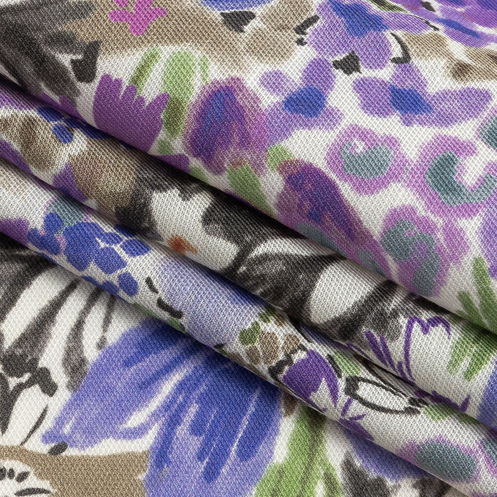 Viscose and Linen Twill Print - Violet Floral - Mood Exclusive Sketchbook Conservatory Folded