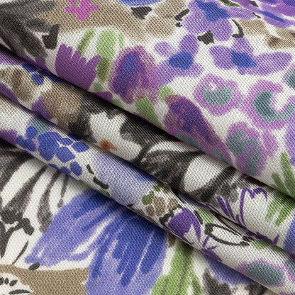 Viscose and Linen Twill Print - Violet Floral - Mood Exclusive Sketchbook Conservatory Folded