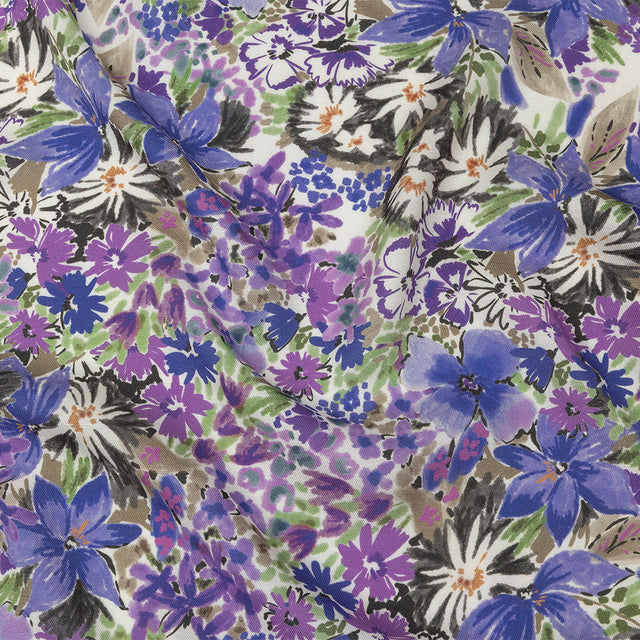 Viscose and Linen Twill Print - Violet Floral - Mood Exclusive Sketchbook Conservatory