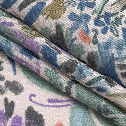Viscose and Linen Twill Print - Lilac Painterly Florals - Mood Exclusive Daylily Dreamscape Detail