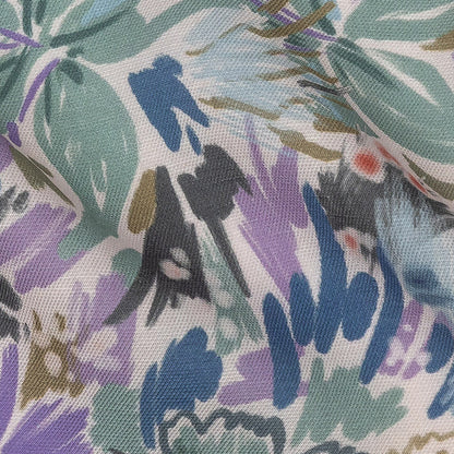 Viscose and Linen Twill Print - Lilac Painterly Florals - Mood Exclusive Daylily Dreamscape Full