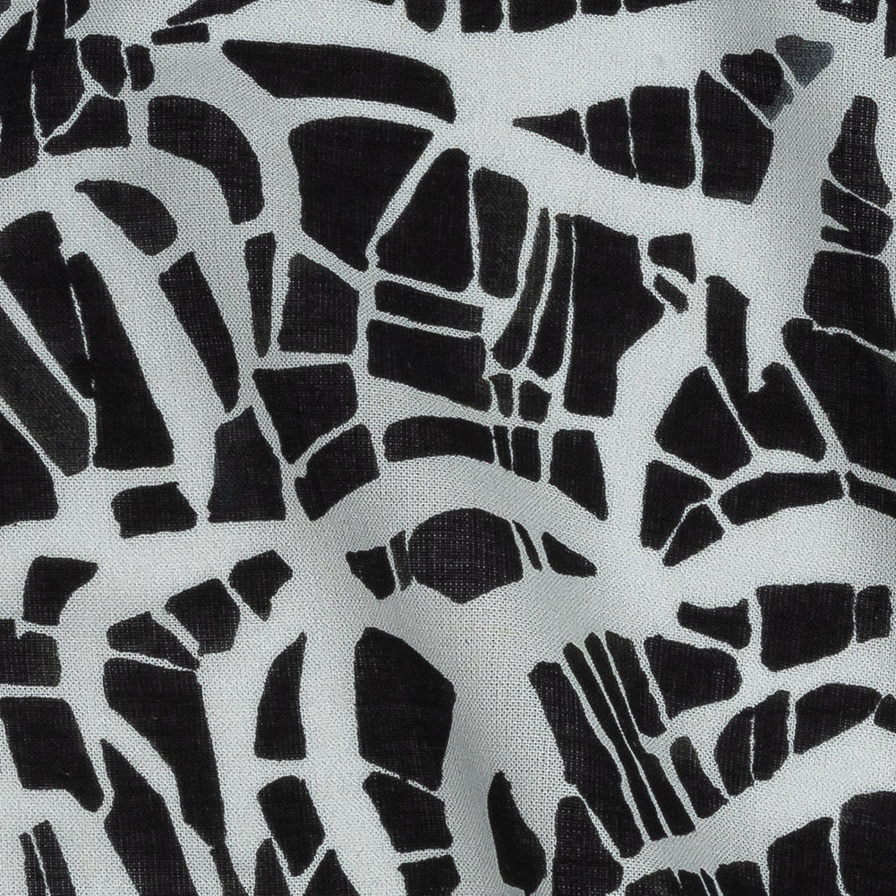Lightweight Viscose-Linen Woven Print - Black and White Abstract - Mood Exclusive Shattered Glass Full