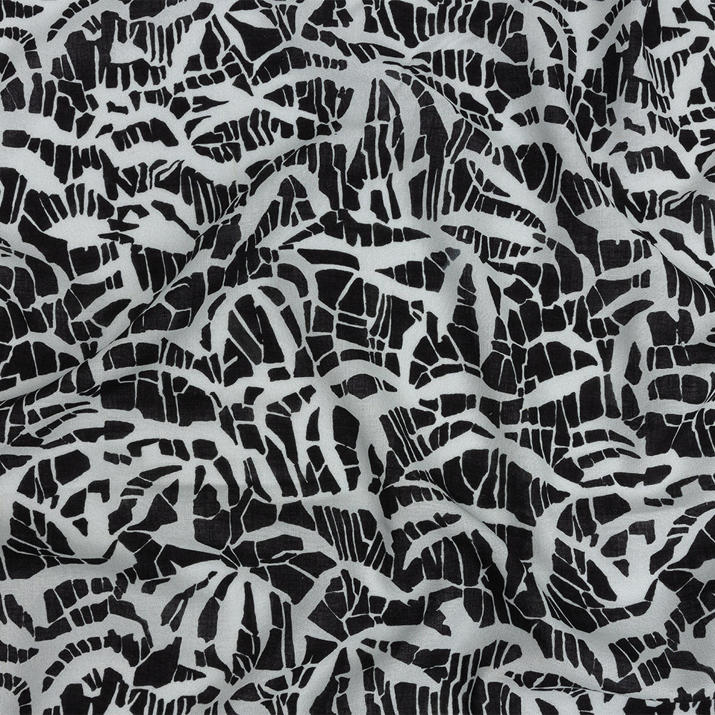 Lightweight Viscose-Linen Woven Print - Black and White Abstract - Mood Exclusive Shattered Glass