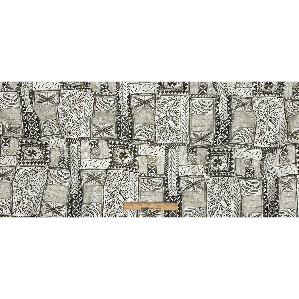 Lightweight Viscose-Linen Woven Print - Smoke Patchwork Doodles - Mood Exclusive Collector’s Botany Folded