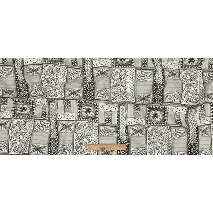 Lightweight Viscose-Linen Woven Print - Smoke Patchwork Doodles - Mood Exclusive Collector’s Botany Folded