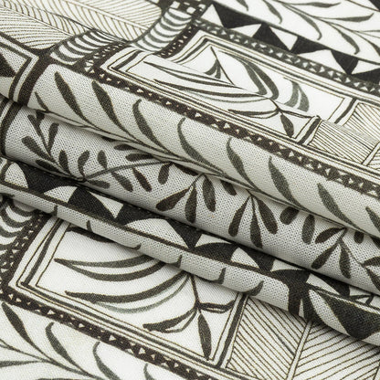 Lightweight Viscose-Linen Woven Print - Smoke Patchwork Doodles - Mood Exclusive Collector’s Botany Detail