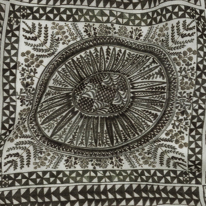 Lightweight Viscose-Linen Woven Print - Black and White Medallion and Geometric Squares - Mood Exclusive Small Heliocentric Full