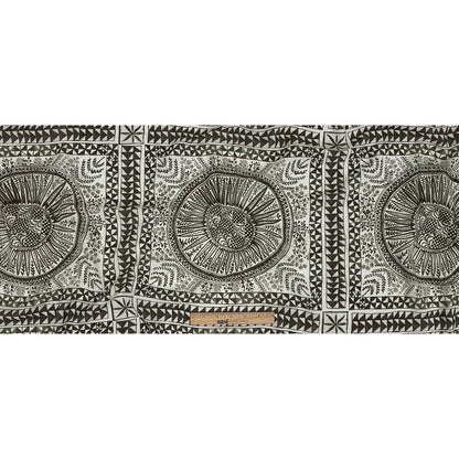 Lightweight Viscose-Linen Woven Print - Black and White Medallion and Geometric Squares - Mood Exclusive Large Heliocentric Folded