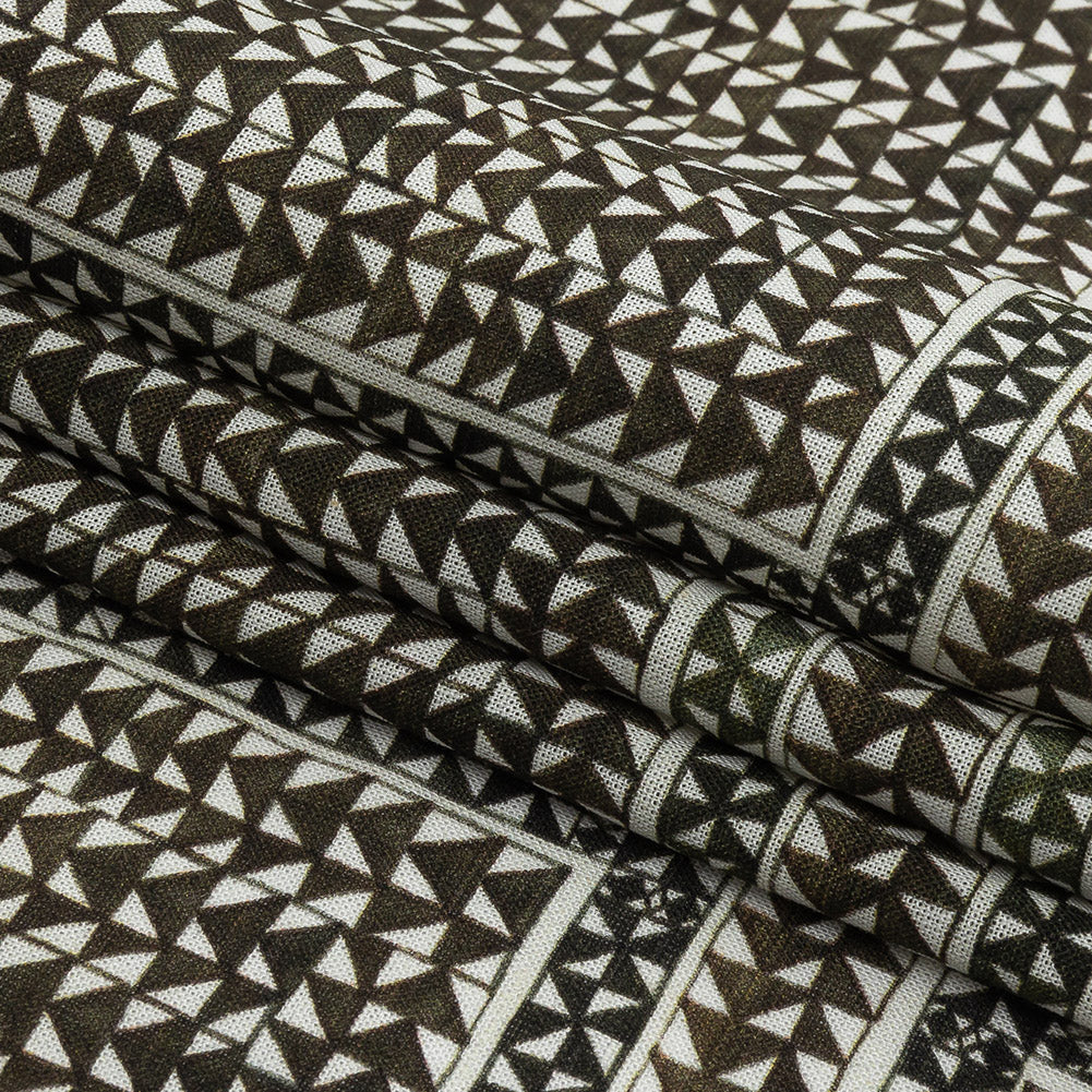 Lightweight Viscose-Linen Woven Print - Black and White Triangle Paths - Mood Exclusive Small Inverted Opposites Detail