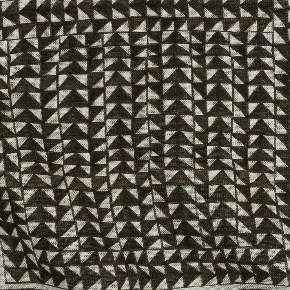 Lightweight Viscose-Linen Woven Print - Black and White Triangle Paths - Mood Exclusive Small Inverted Opposites Full