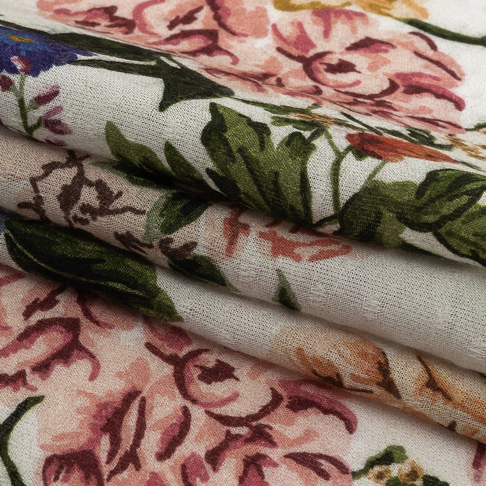 Mood Exclusive White Floriferous Fantasy Spotted Viscose Jacquard Folded