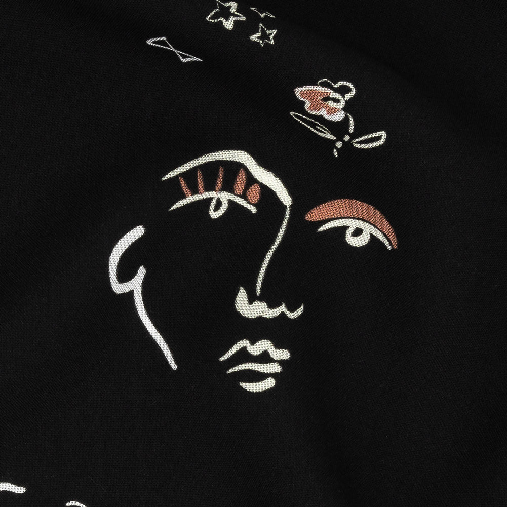 Mood Exclusive Black Pictogram Pleasure Drapey Viscose Woven Detail