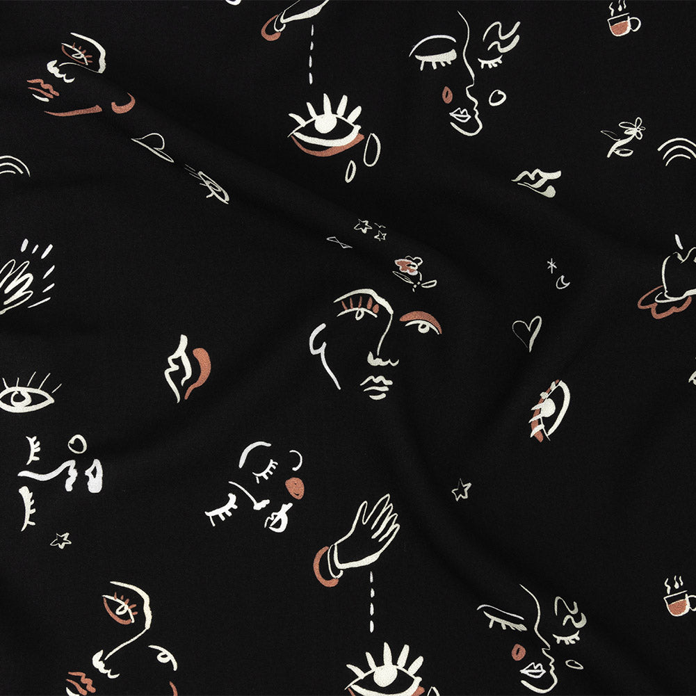 Mood Exclusive Black Pictogram Pleasure Drapey Viscose Woven