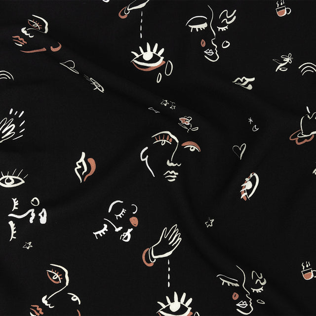 Mood Exclusive Black Pictogram Pleasure Drapey Viscose Woven