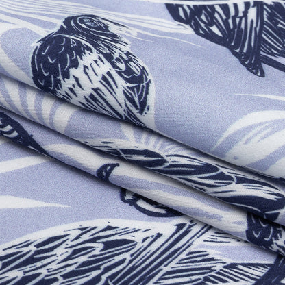 Rayon Batiste Print - Light Blue Birds and Leaves - Mood Exclusive Cockatoo Collective Folded