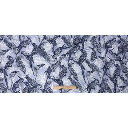 Rayon Batiste Print - Light Blue Birds and Leaves - Mood Exclusive Cockatoo Collective Full