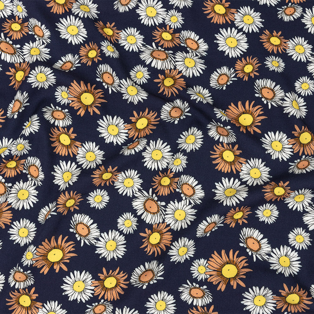 Rayon Batiste Print - Navy Floral - Mood Exclusive Navy Lazy Daisy Days