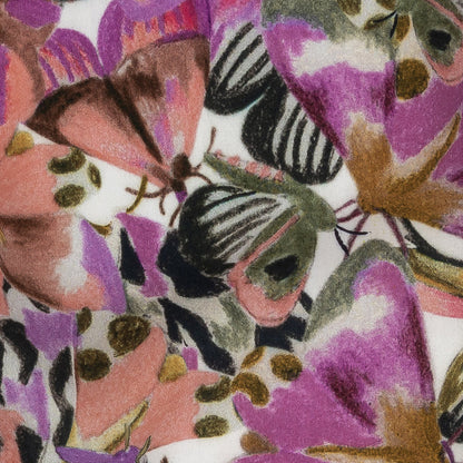 Rayon Batiste Print - Pink and White Butterflies - Mood Exclusive Pastel Papillon Detail