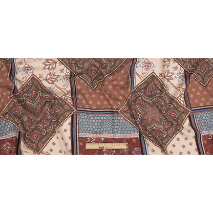 Gauzy Wrinkled Rayon Woven Print - Rust Paisley Patchwork - Mood Exclusive Divine Diamonds Folded
