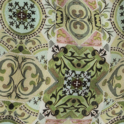 Gauzy Wrinkled Rayon Woven Print - Soft Green Ornate Patchwork - Mood Exclusive Arabesco Full