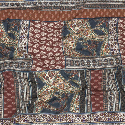 Gauzy Wrinkled Rayon Woven Print - Navy and Red Paisley Patchwork - Mood Exclusive Quilted Distinction