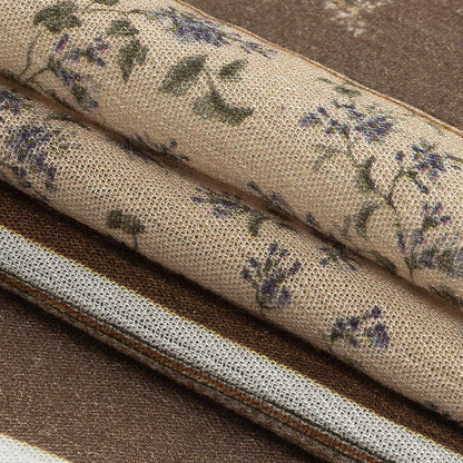 Gauzy Wrinkled Rayon Woven Print - Light Brown and Beige Floral Stripes - Mood Exclusive Encased Reveries Detail