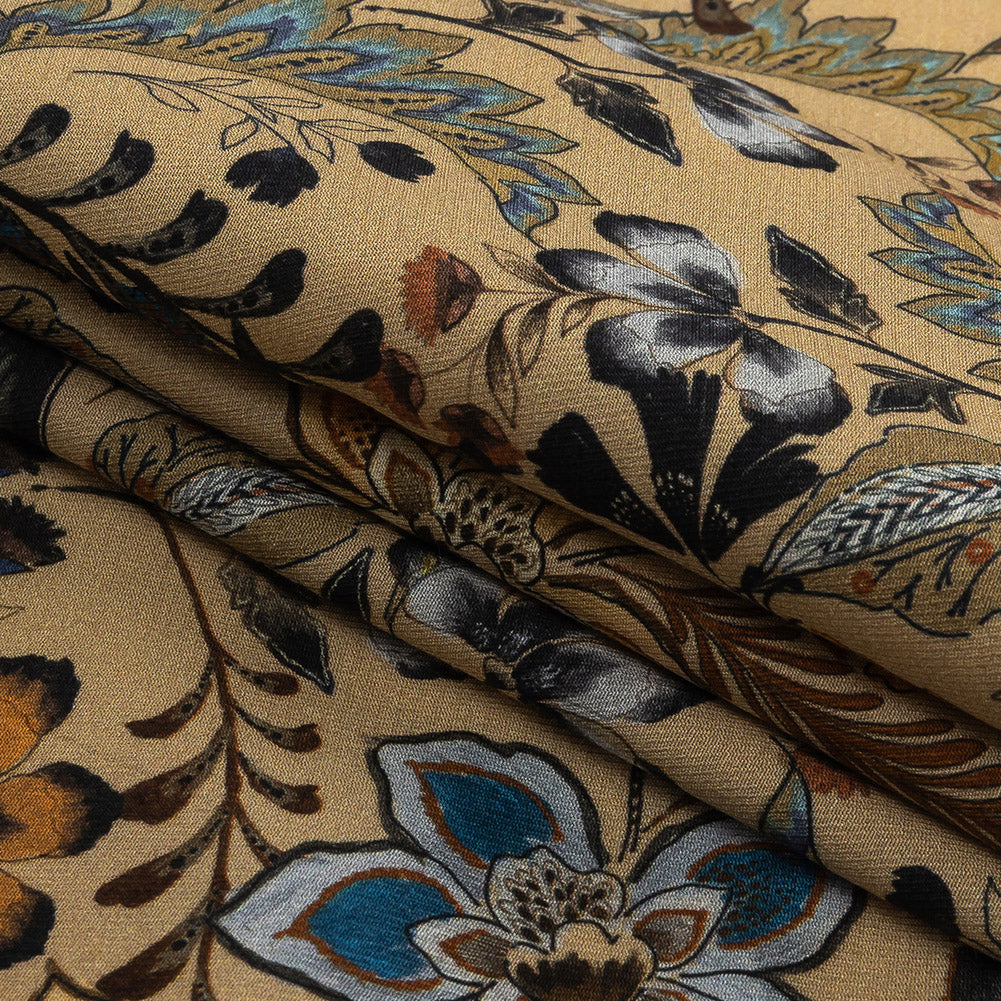 Viscose Twill Print - Beige, Brown and Blue Floral - Mood Exclusive Elysian Illumination Folded