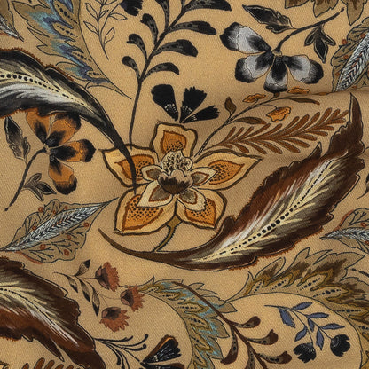 Viscose Twill Print - Beige, Brown and Blue Floral - Mood Exclusive Elysian Illumination Detail