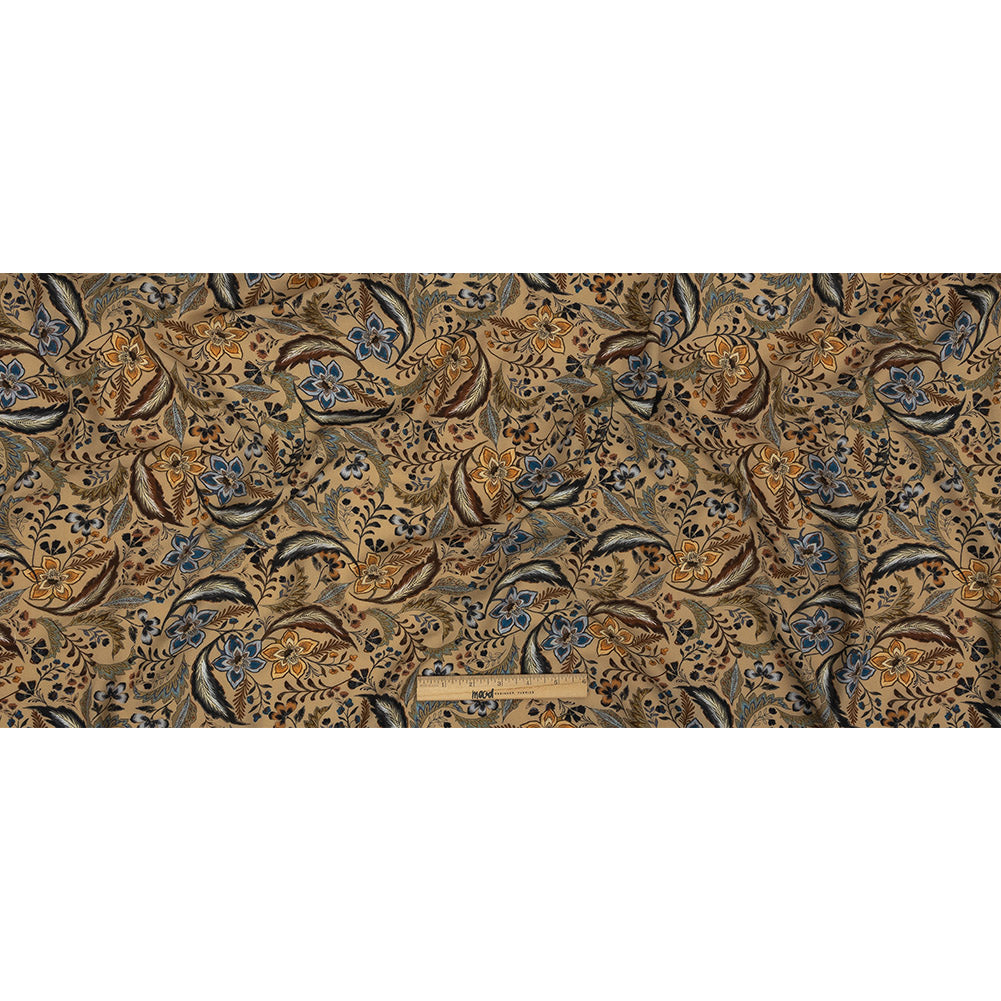 Viscose Twill Print - Beige, Brown and Blue Floral - Mood Exclusive Elysian Illumination Full