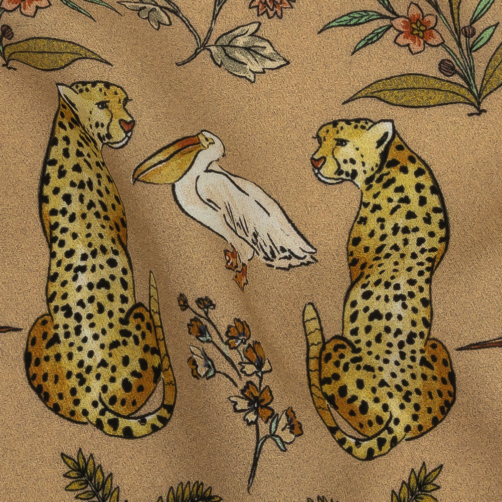 Viscose Twill Print - Beige Animals and Flowers - Mood Exclusive Wild Thing Detail