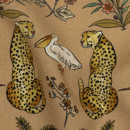 Viscose Twill Print - Beige Animals and Flowers - Mood Exclusive Wild Thing Detail