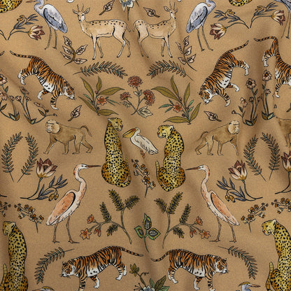 Viscose Twill Print - Beige Animals and Flowers - Mood Exclusive Wild Thing