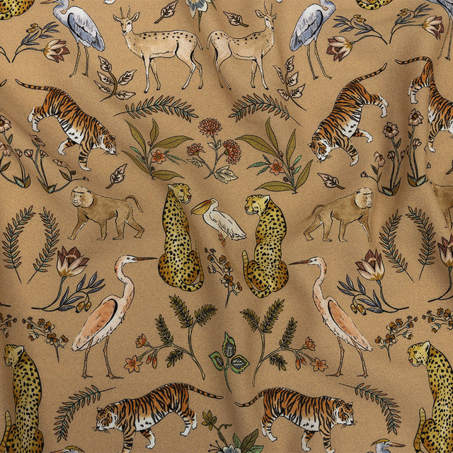 Viscose Twill Print - Beige Animals and Flowers - Mood Exclusive Wild Thing