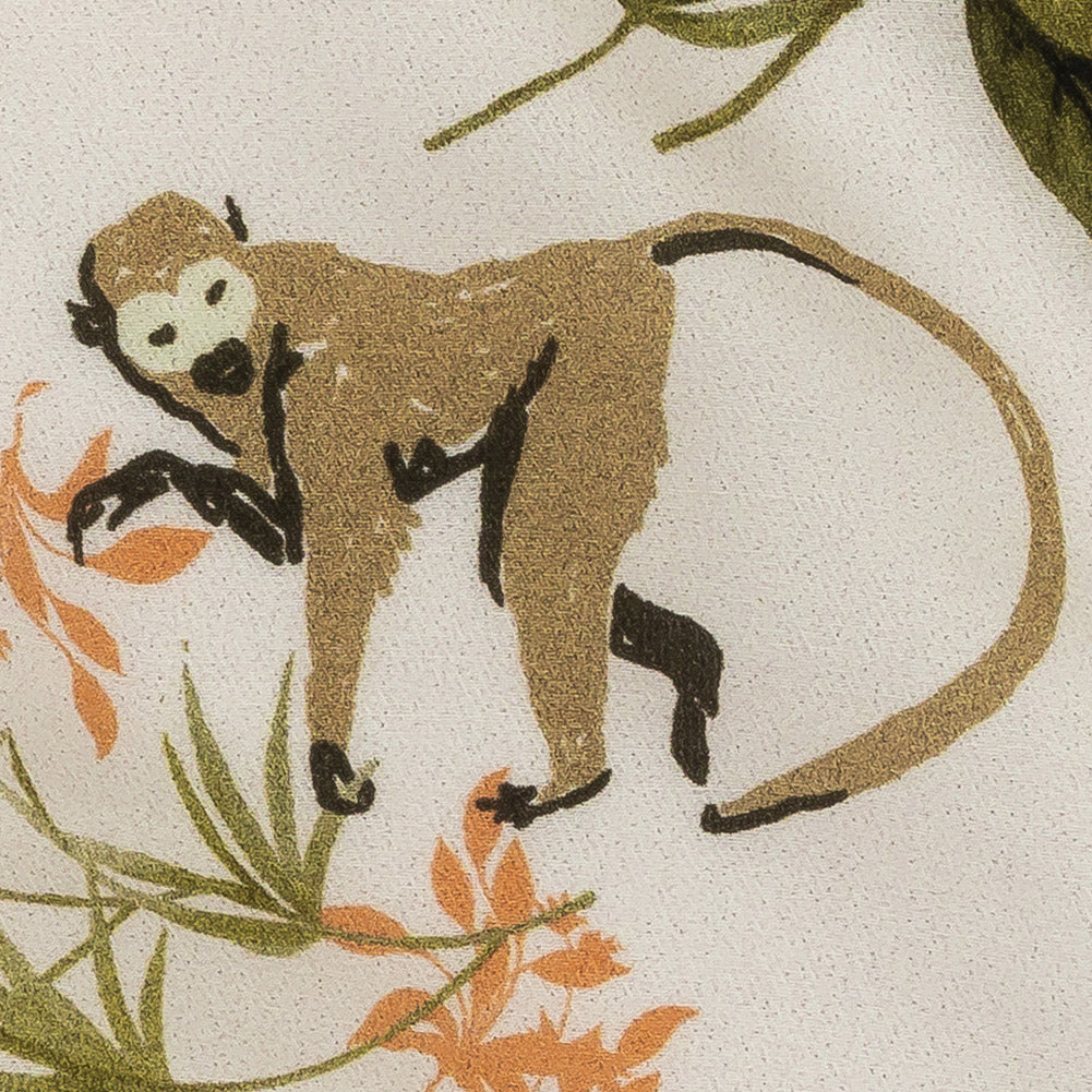Viscose Twill Print - Ecru Exotic Animals and Flowers - Mood Exclusive Marvelous Menagerie Detail