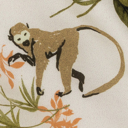 Viscose Twill Print - Ecru Exotic Animals and Flowers - Mood Exclusive Marvelous Menagerie Detail