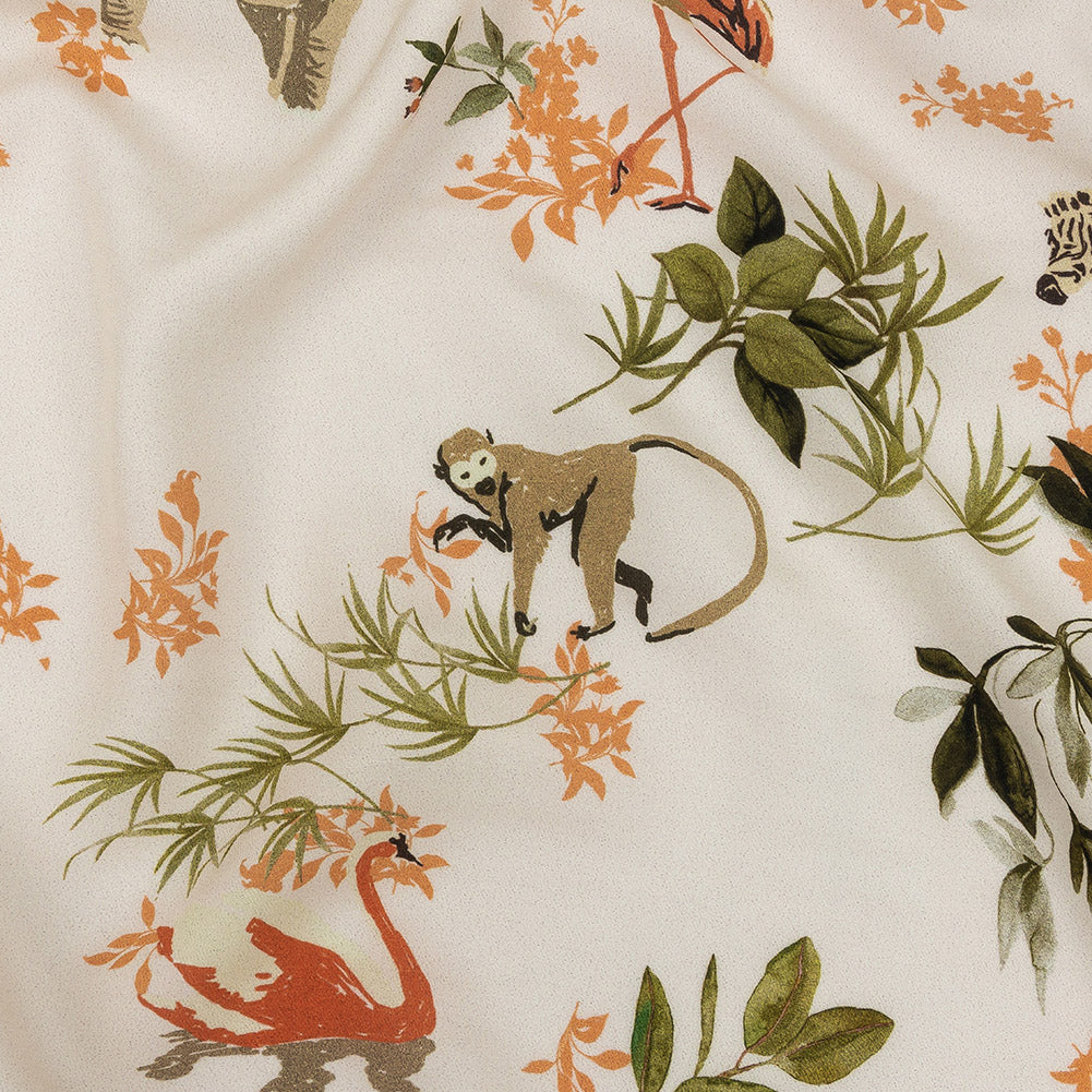 Viscose Twill Print - Ecru Exotic Animals and Flowers - Mood Exclusive Marvelous Menagerie