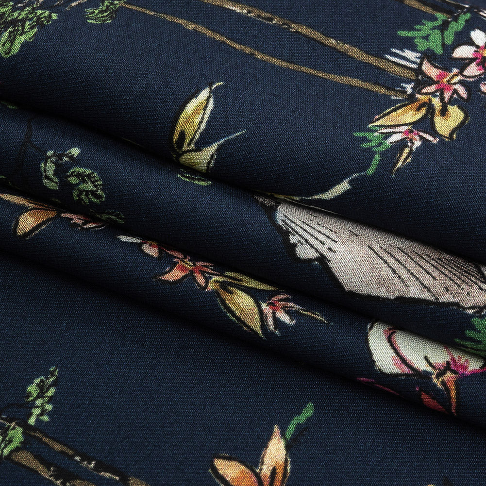 Mood Exclusive Navy Wildwood Enchantments Viscose Twill Folded