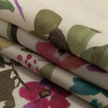 Viscose Twill Panel - Ivory, Pink and Teal Floral - Mood Exclusive Sunny Day Best Folded