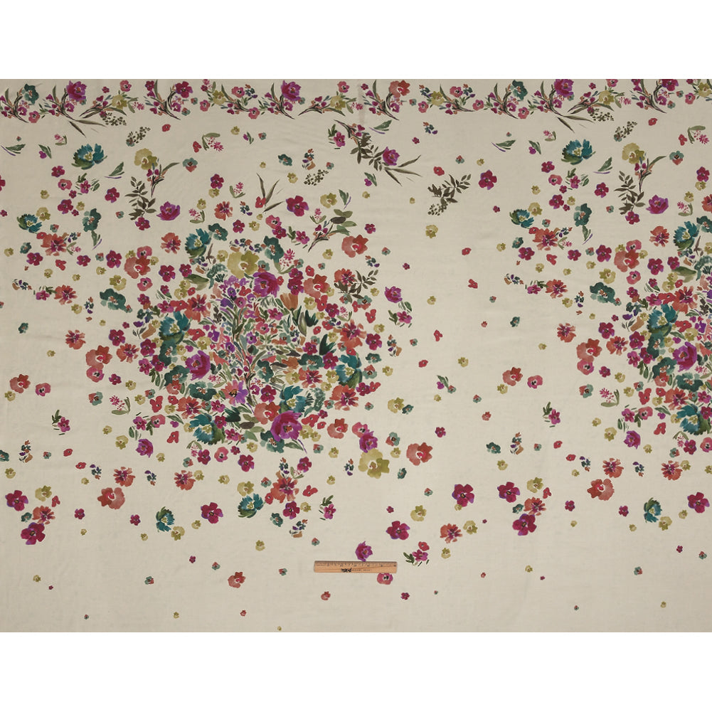 Viscose Twill Panel - Ivory, Pink and Teal Floral - Mood Exclusive Sunny Day Best Full