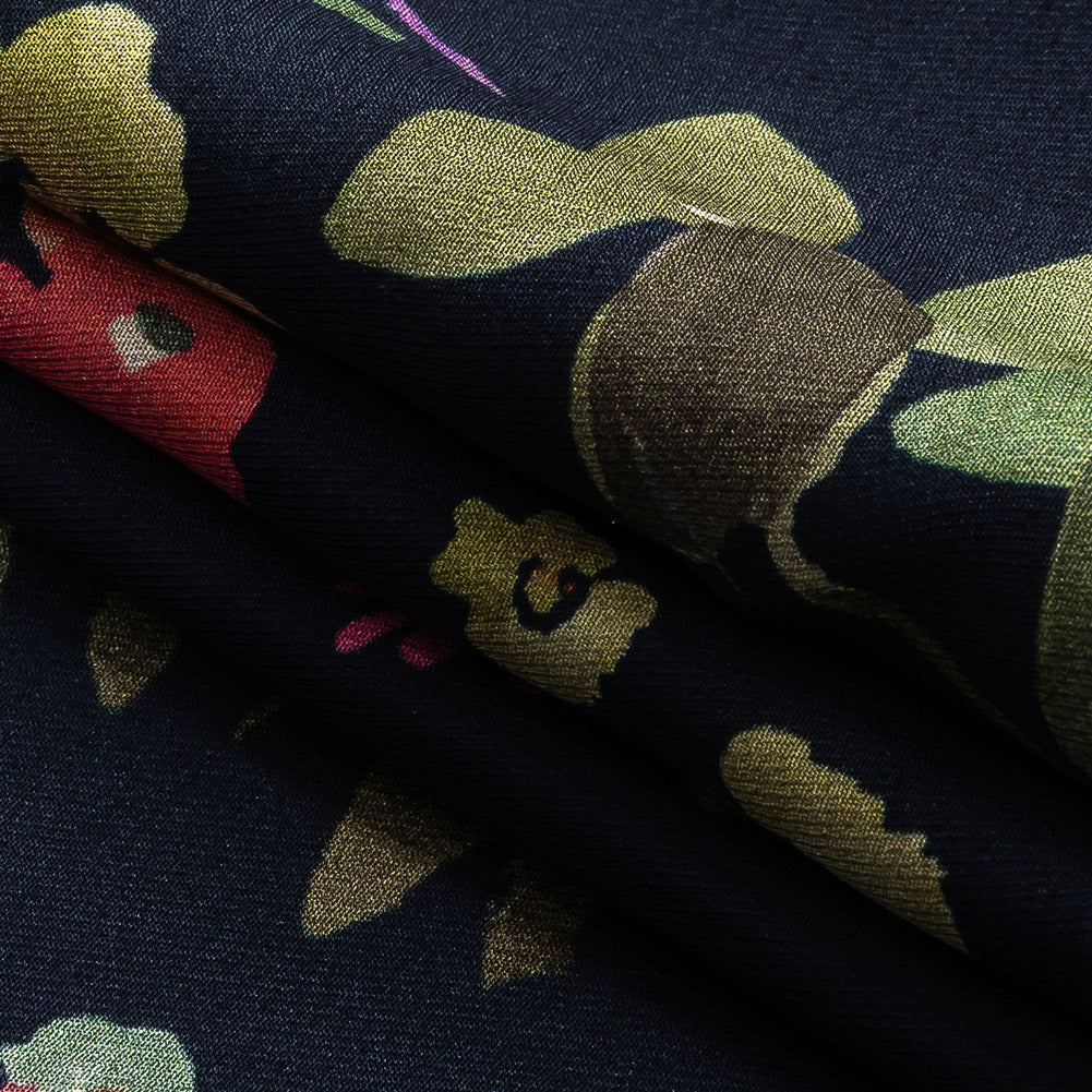 Viscose Twill Panel - Navy, Pink and Green Floral - Mood Exclusive Sunny Day Best Folded