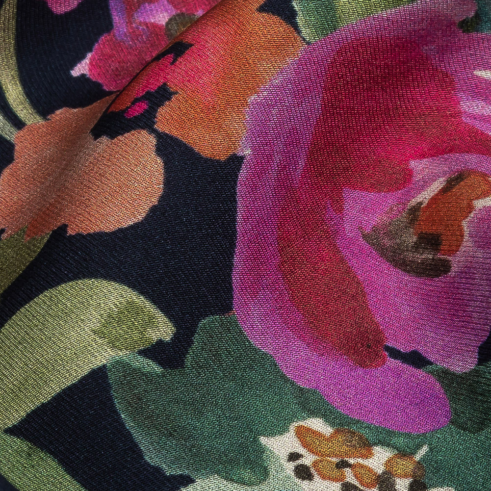 Viscose Twill Panel - Navy, Pink and Green Floral - Mood Exclusive Sunny Day Best Detail