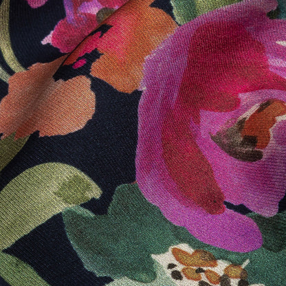 Viscose Twill Panel - Navy, Pink and Green Floral - Mood Exclusive Sunny Day Best Detail